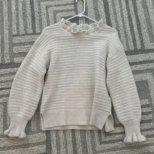 SOLD - Madewell Ruffle-Neck Pullover Sweater in Heather Oak